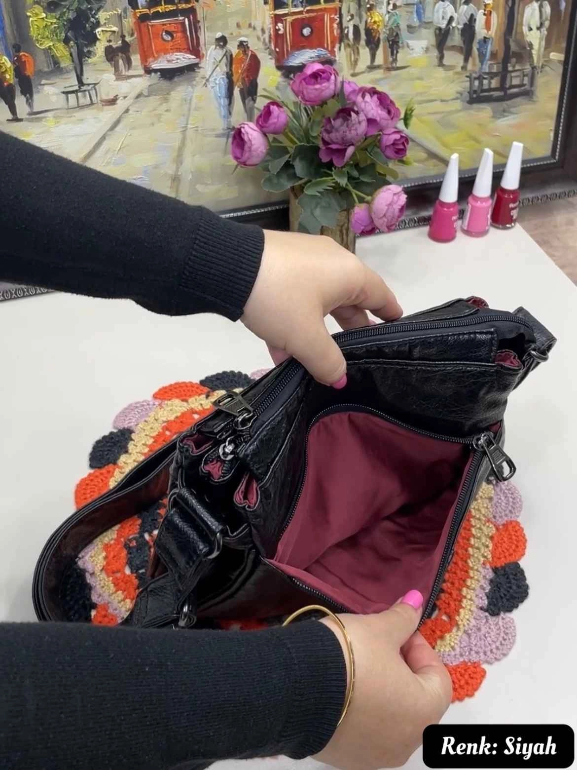 Zara 7 Bölmeli Çapraz Kadın Çantası