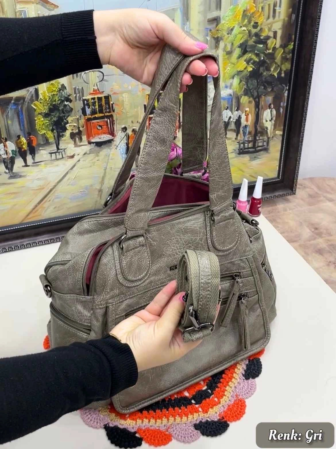 Tuva 10 Bölmeli Omuz ve Çapraz Kadın Çantası