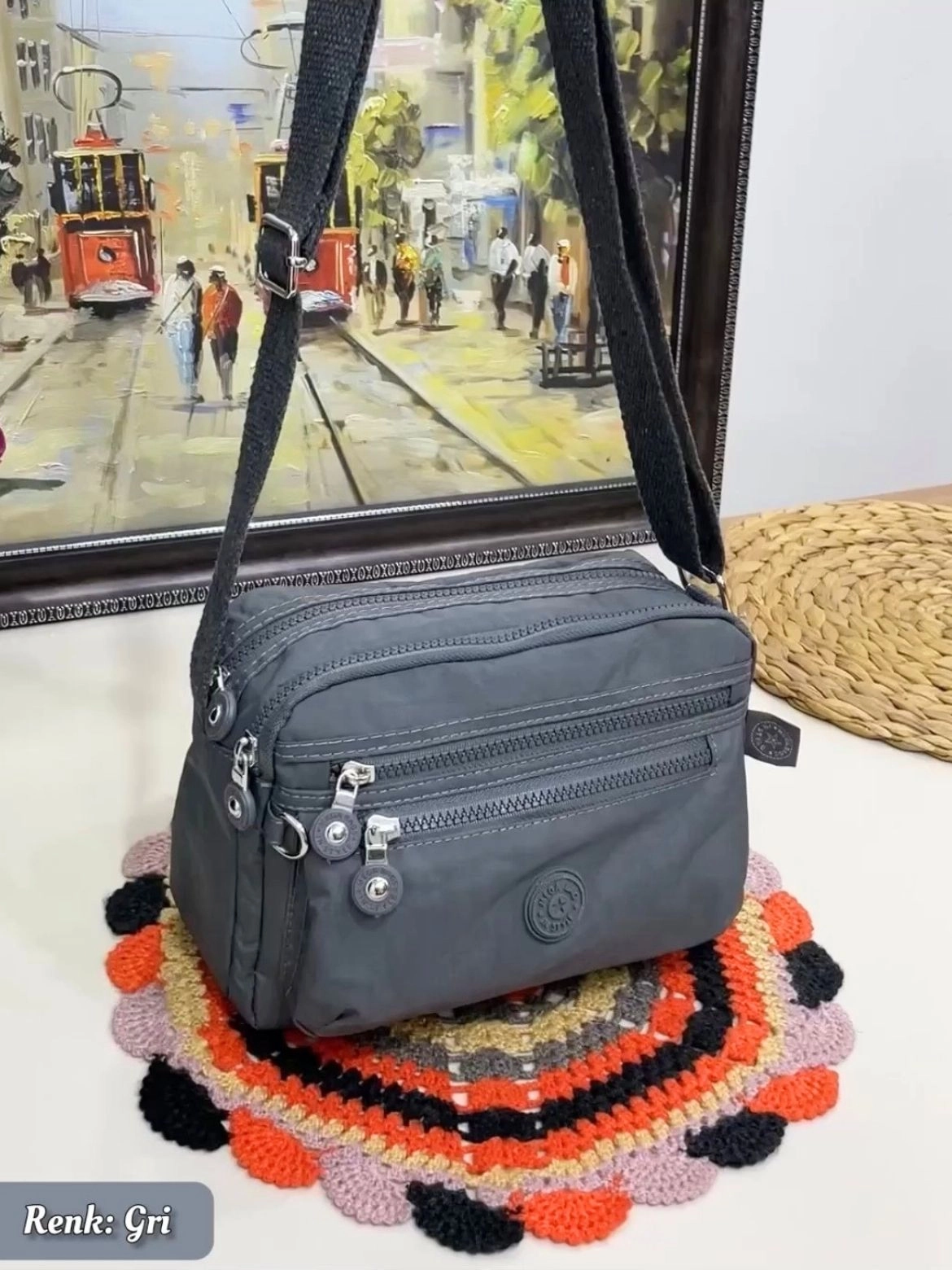Elye 8 Bölmeli Klinker Kumaş Kadın Çantası
