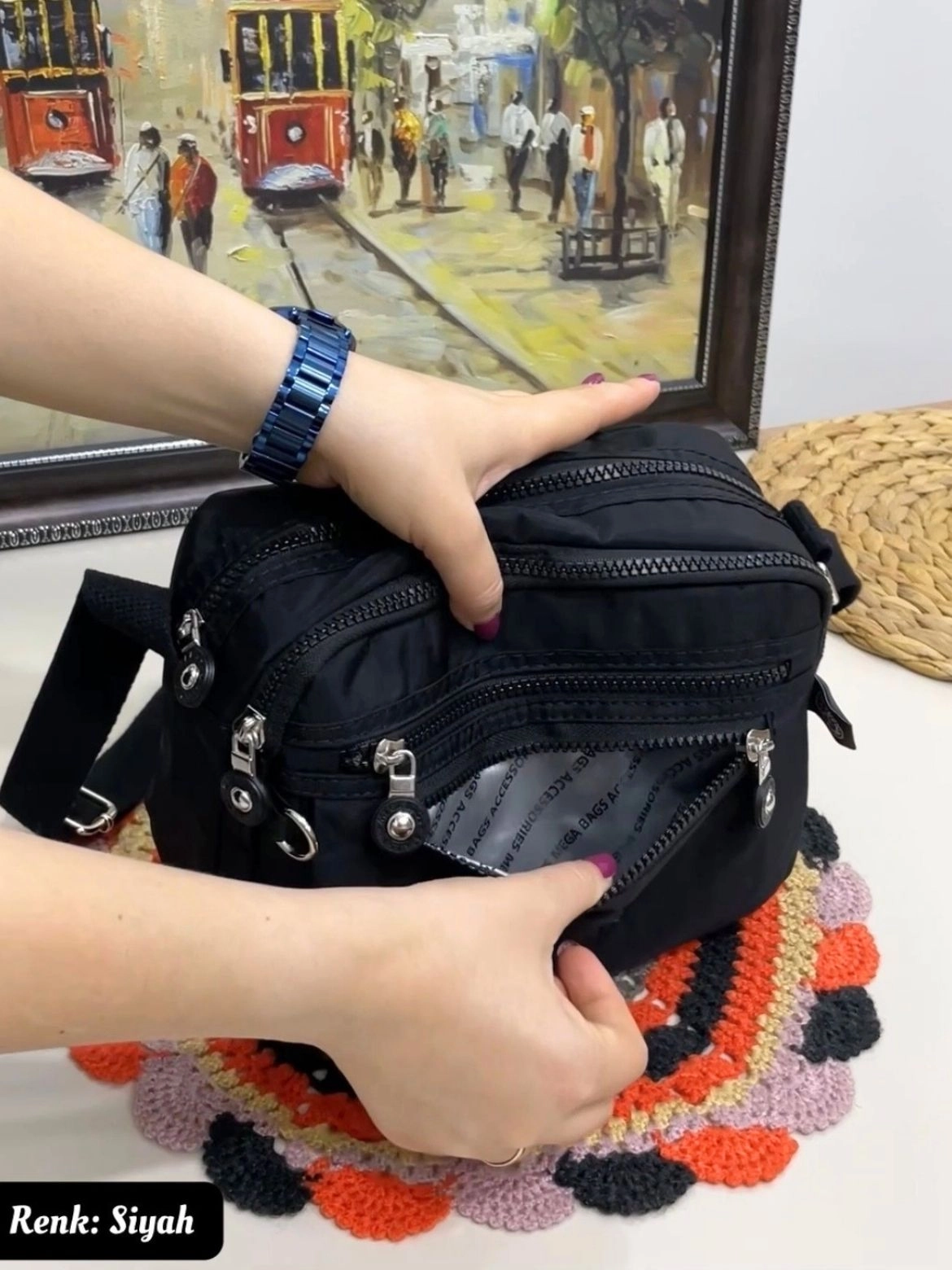 Elye 8 Bölmeli Klinker Kumaş Kadın Çantası
