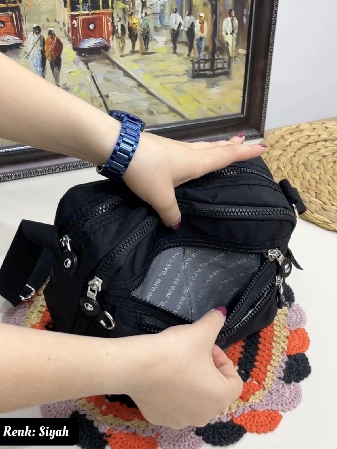 Elye 8 Bölmeli Klinker Kumaş Kadın Çantası