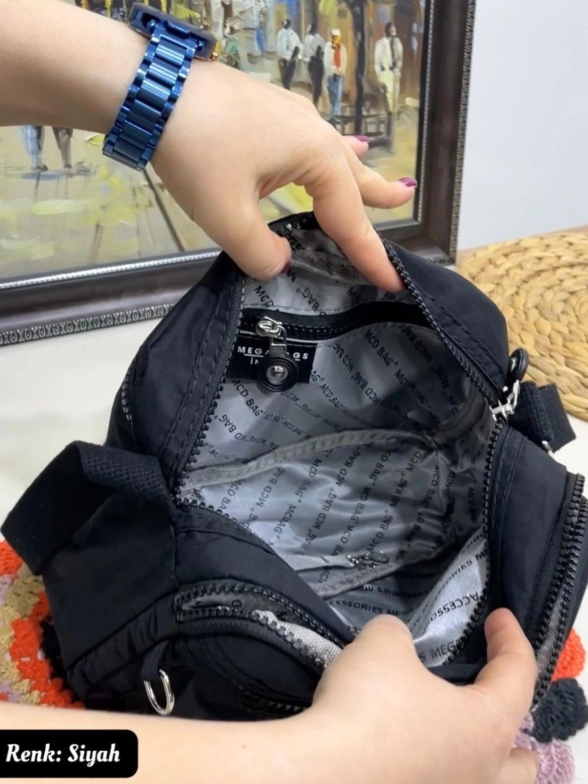Elye 8 Bölmeli Klinker Kumaş Kadın Çantası