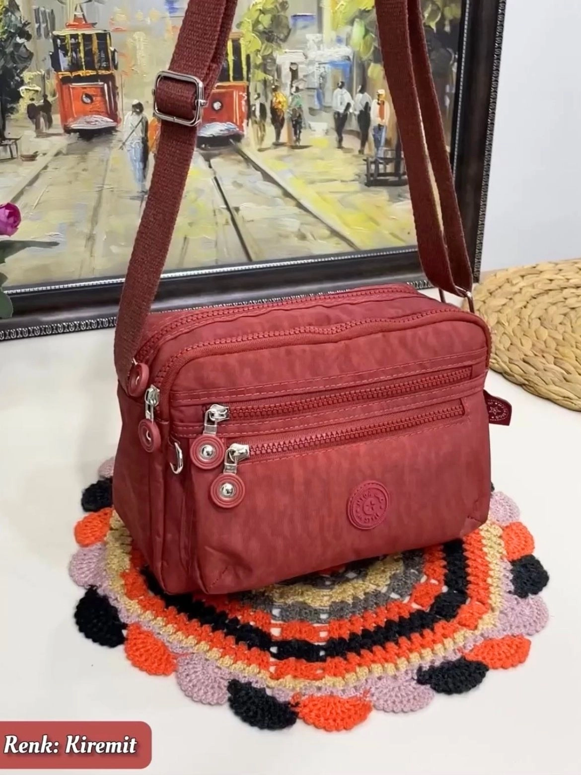 Elye 8 Bölmeli Klinker Kumaş Kadın Çantası