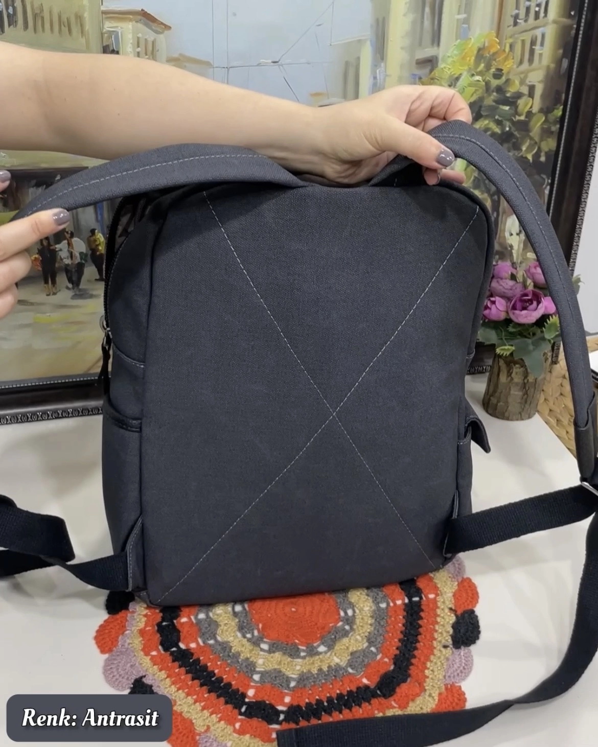 Klein 8 Bölmeli Canvas Deri Erkek Sırt Çantası