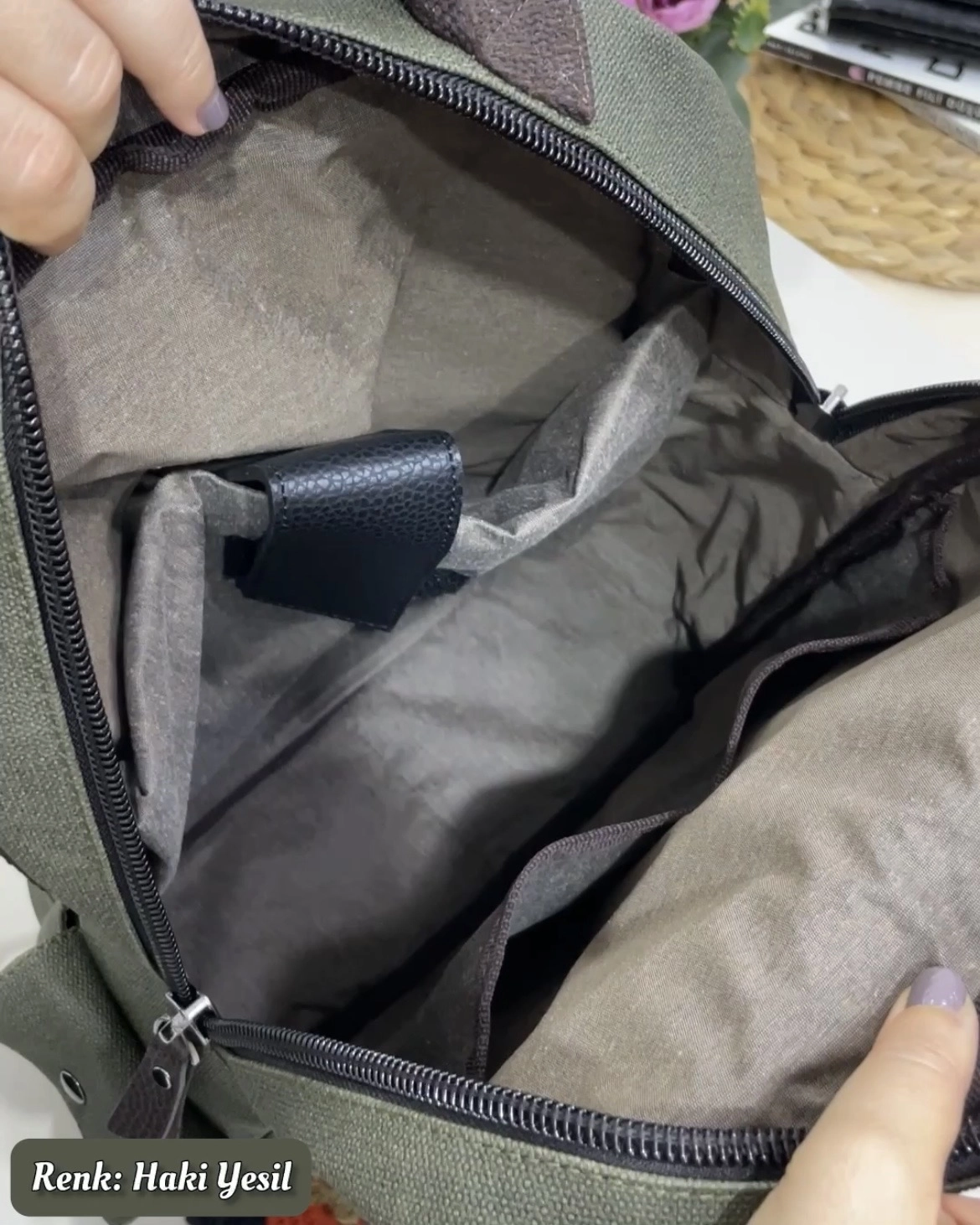 Klein 8 Bölmeli Canvas Deri Erkek Sırt Çantası