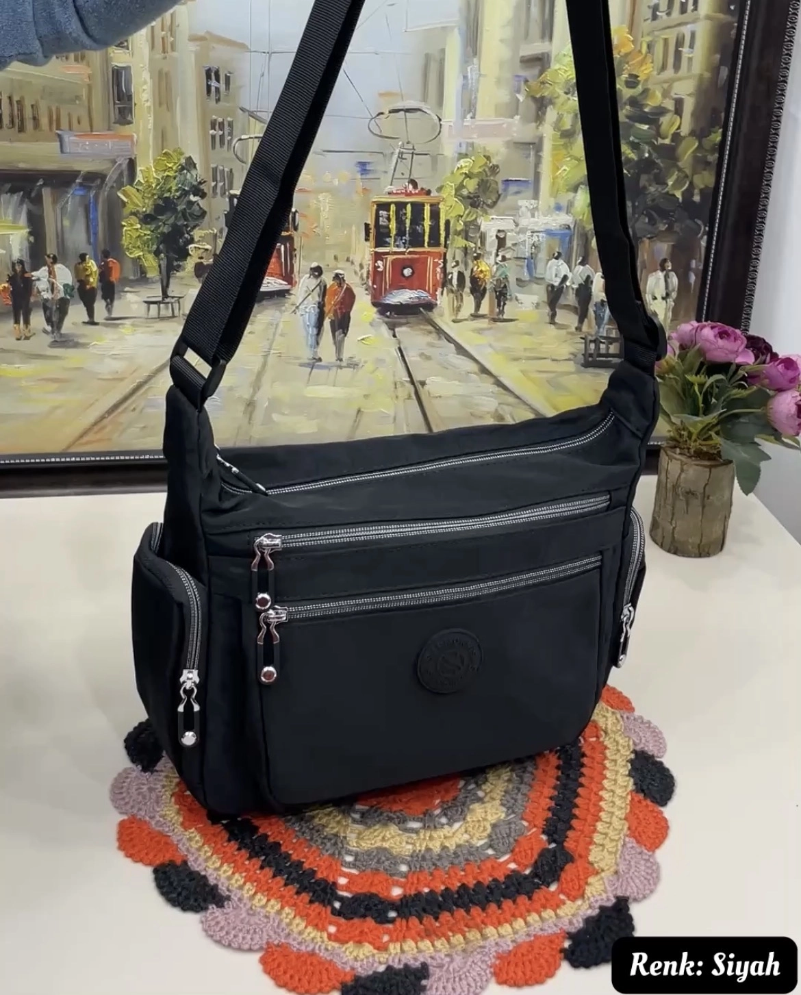 Luya 9 Bölmeli Klinker Kumaş Kadın Çapraz Çantası