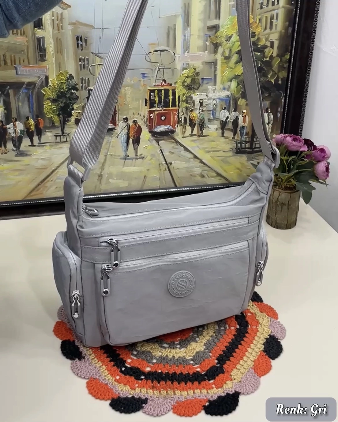 Luya 9 Bölmeli Klinker Kumaş Kadın Çapraz Çantası