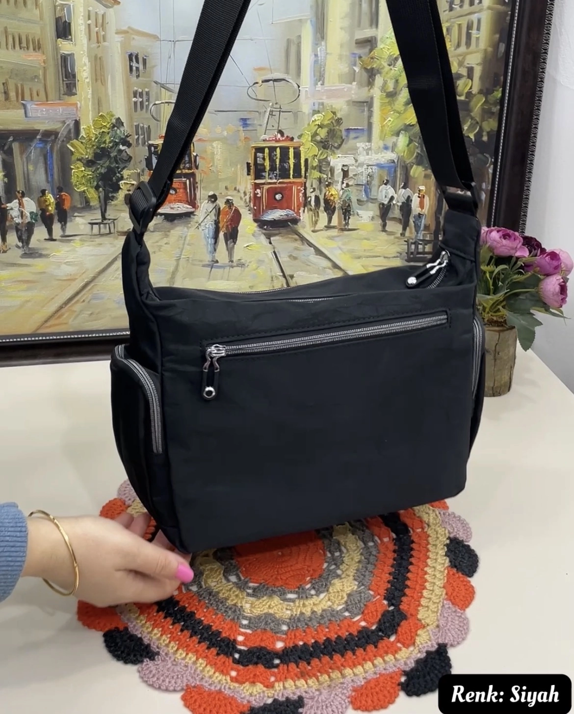 Luya 9 Bölmeli Klinker Kumaş Kadın Çapraz Çantası