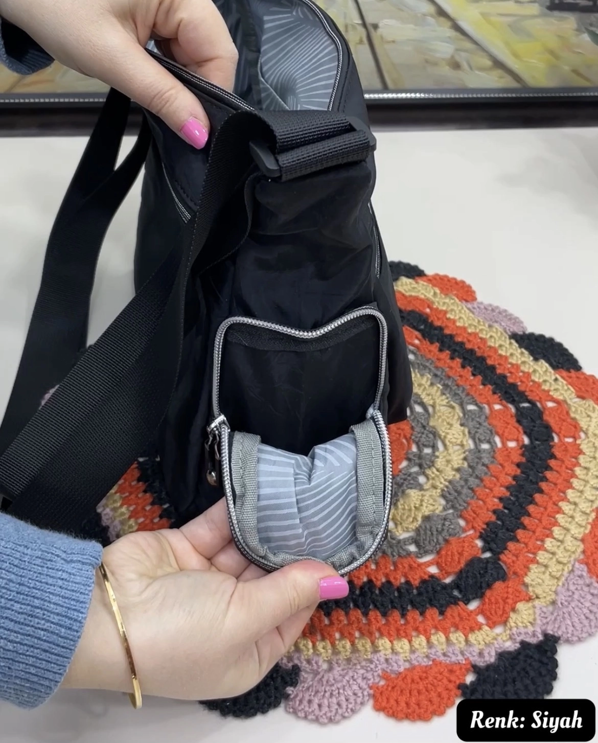 Luya 9 Bölmeli Klinker Kumaş Kadın Çapraz Çantası