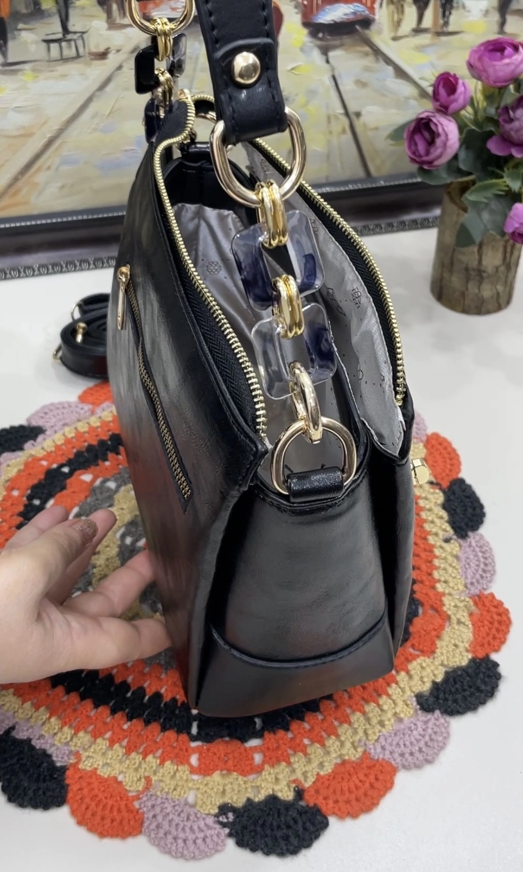 Umay 3 Bölmeli Kadın Omuz ve Çapraz Çantası