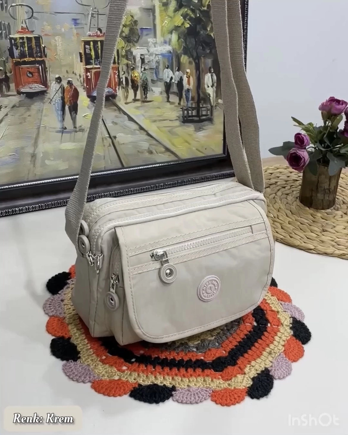 Garsia 8 Bölmeli Kapaklı Çapraz Kadın Çantası