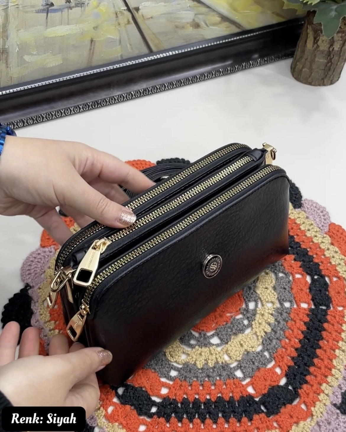 Pia 3 Bölmeli Çapraz Kadın Çantası