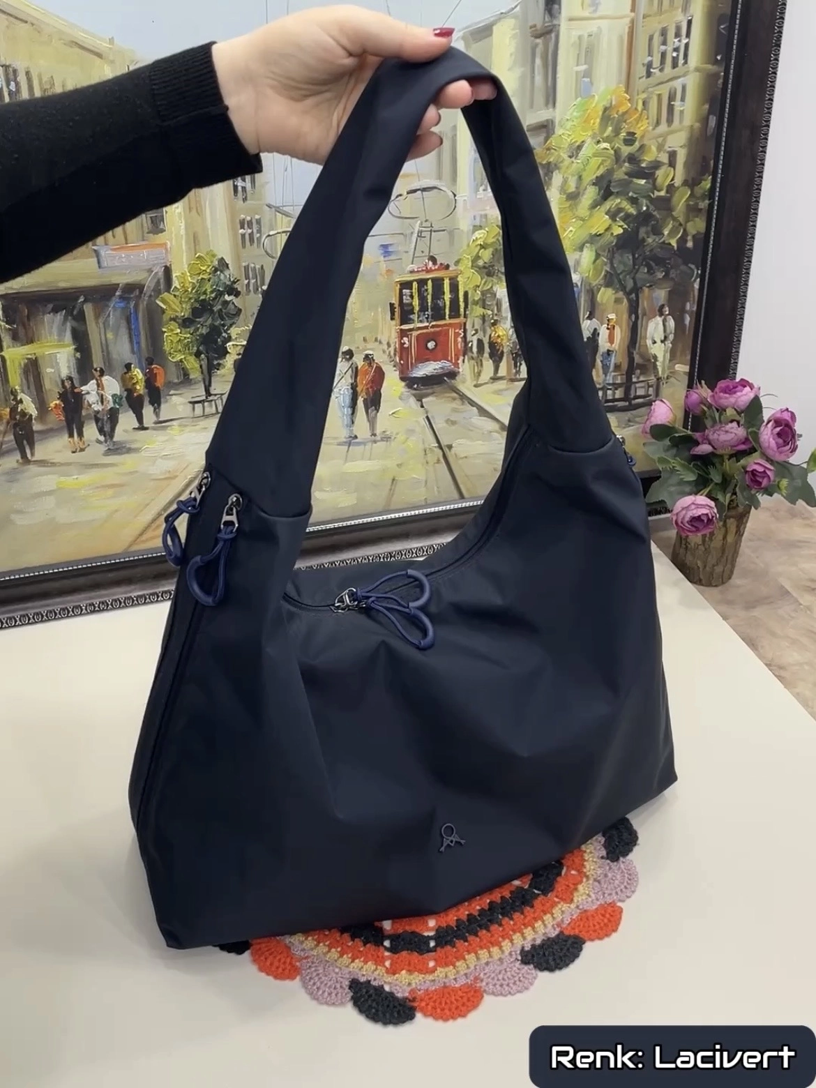 Yasmin 8 Bölmeli Salaş Tasarım Nano Kumaş Omuz Kadın Çantası