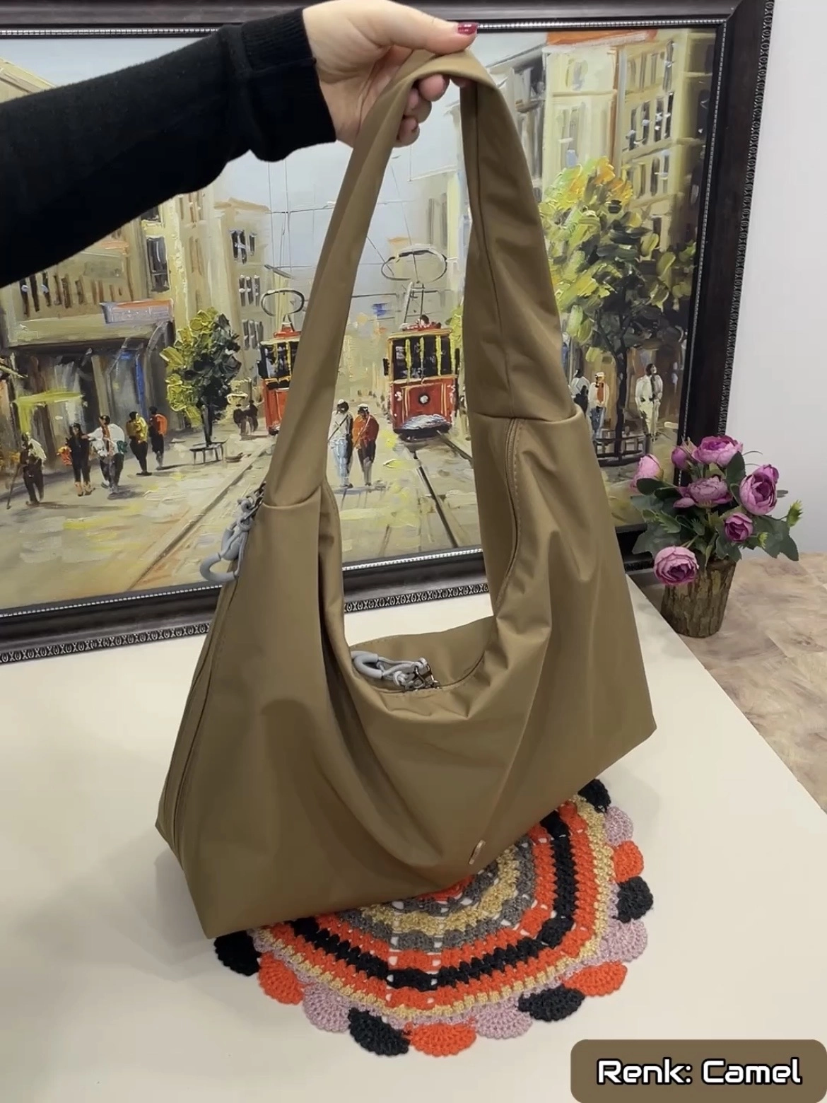 Yasmin 8 Bölmeli Salaş Tasarım Nano Kumaş Omuz Kadın Çantası