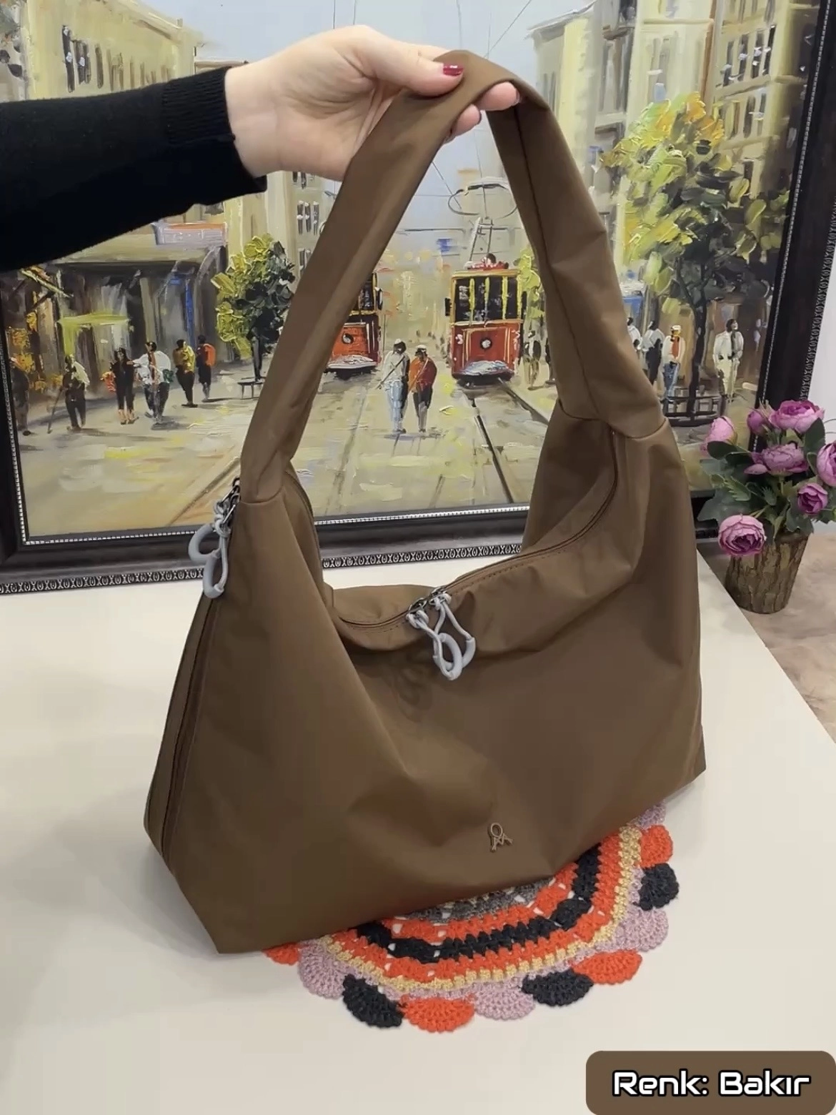 Yasmin 8 Bölmeli Salaş Tasarım Nano Kumaş Omuz Kadın Çantası