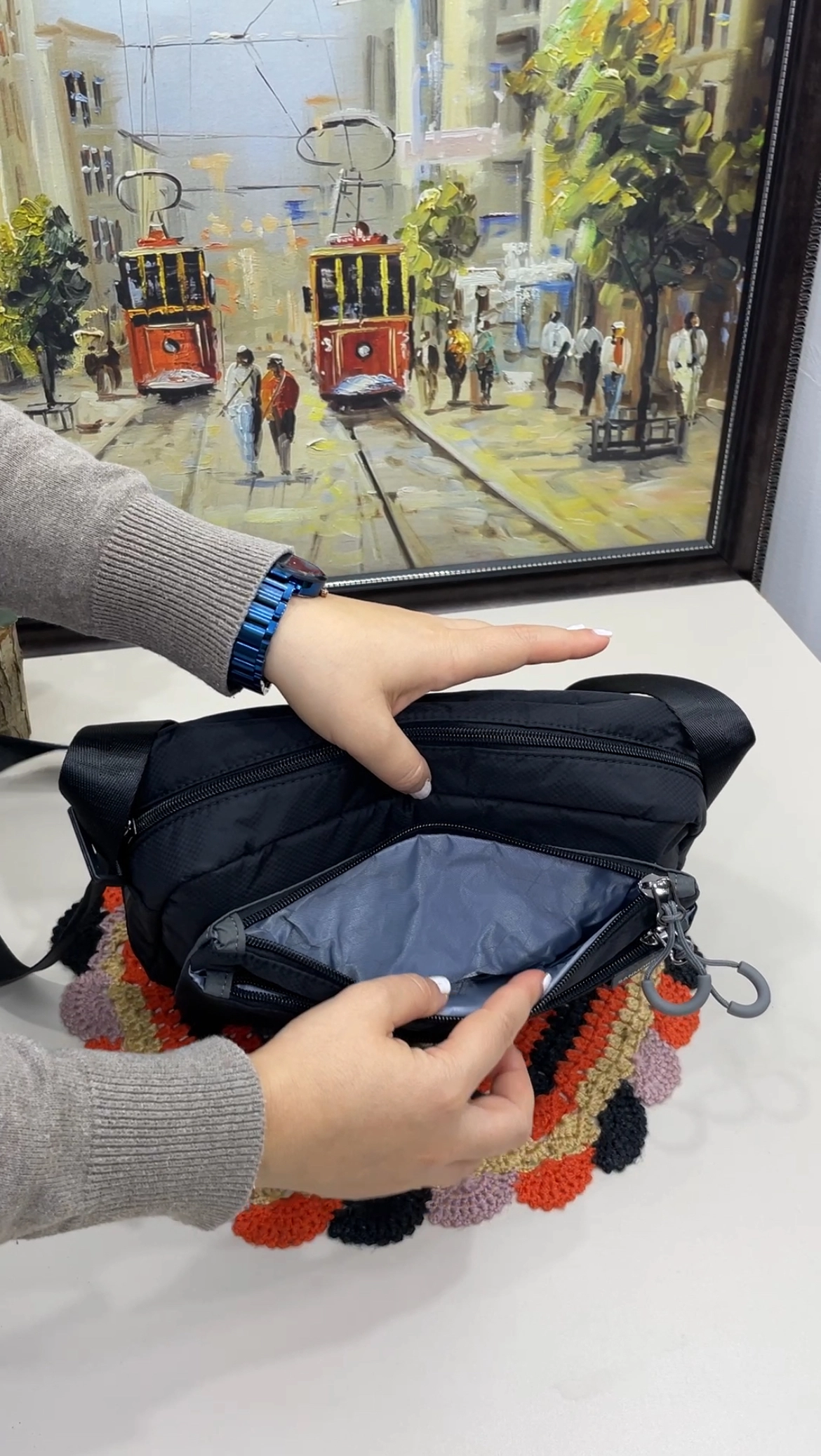 Cora 7 Bölmeli Nano Kumaş Çapraz Kadın Çantası