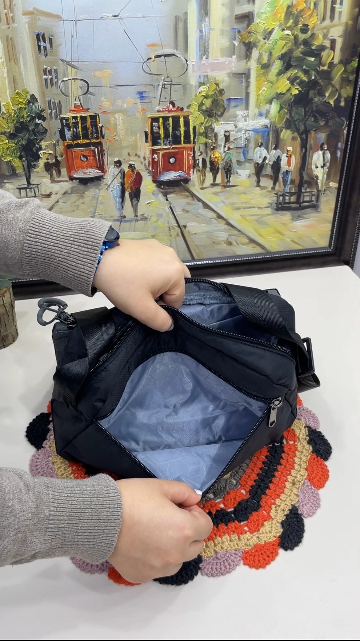Cora 7 Bölmeli Nano Kumaş Çapraz Kadın Çantası