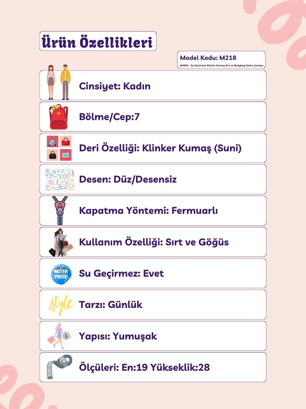 Maria 7 Bölmeli Sırt ve Göğüs Çantası Bodybag