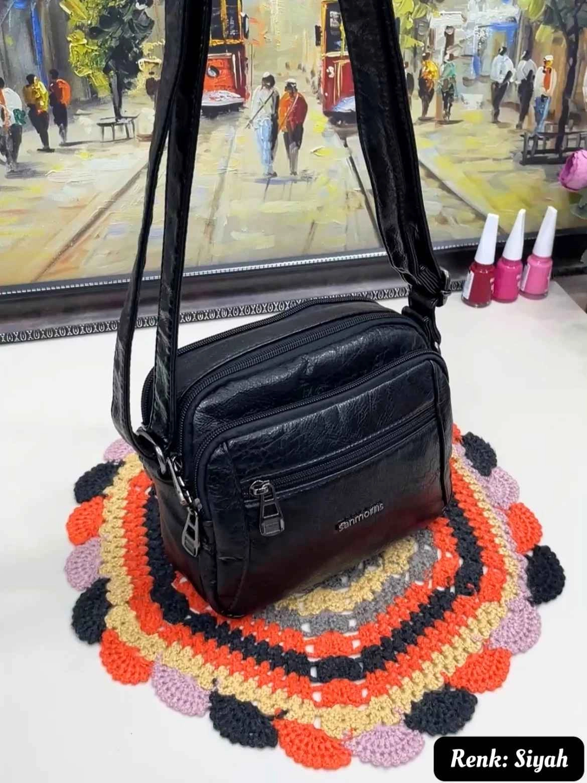 Alissa 7 Bölmeli Yıkanmış Deri Çapraz ve Omuz Çantası